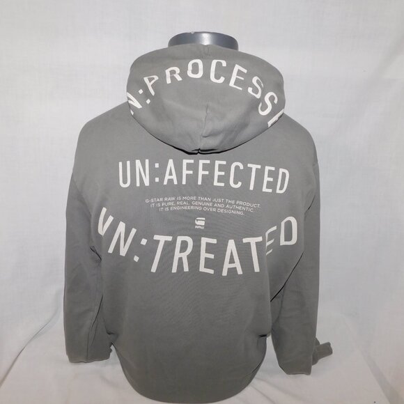 G Star Raw Mens XL Gray Full Zip Hoodie Unaffected Untreated Thunderbolt - Picture 7 of 11